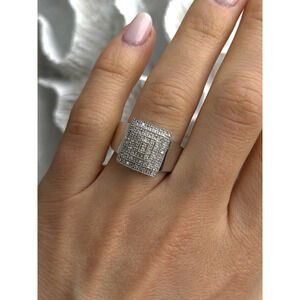 925 Sterling Silver White Colorless Sapphire Ring Size 8